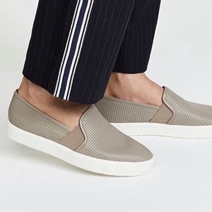 VINCE | Grey Perforated Leather Platform Slip On Loafers Size 8
